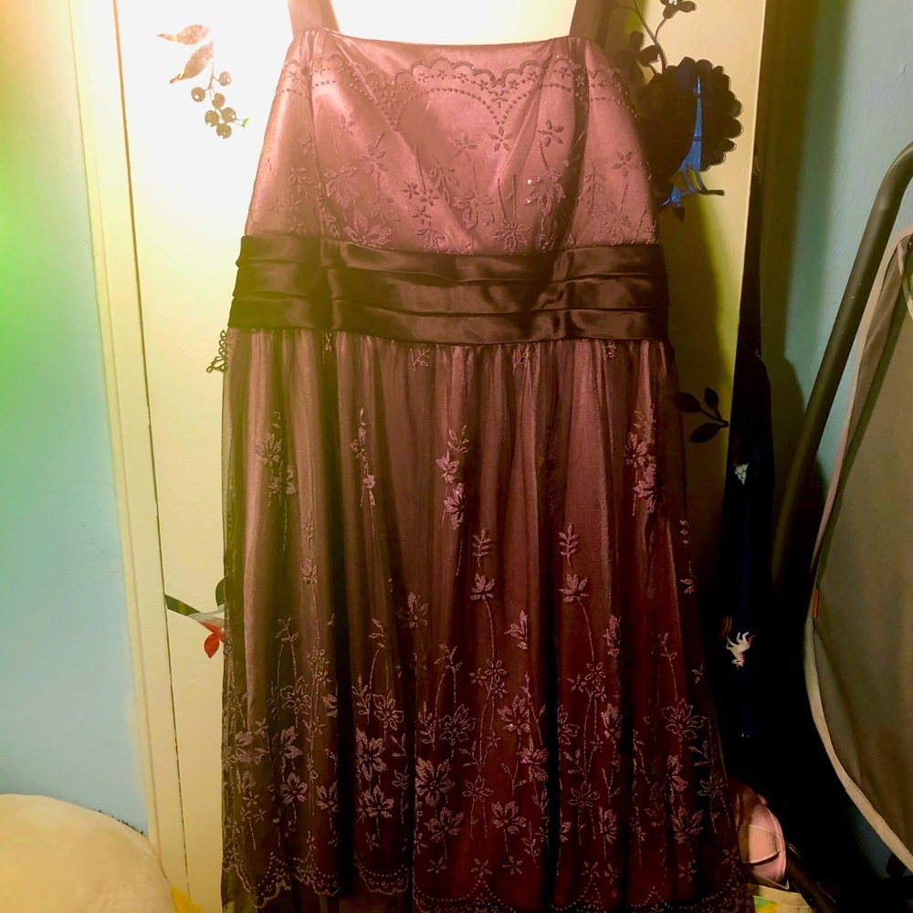 R&M Richards Mauve beaded floral Dress